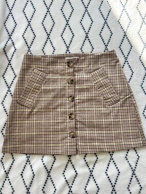 urban outfitters small plaid mini skirt with button detailing